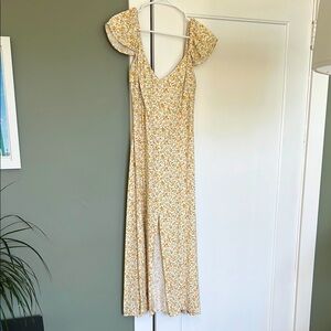 Reformation Floral Yellow Dress